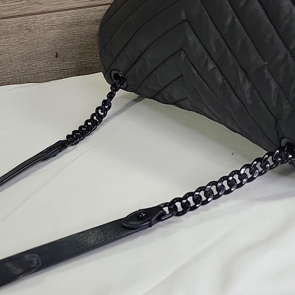 Rebecca Minkoff Black Nylon Quilted Chain Strap Crossbody Shoulder Bag - Picture 8 of 15